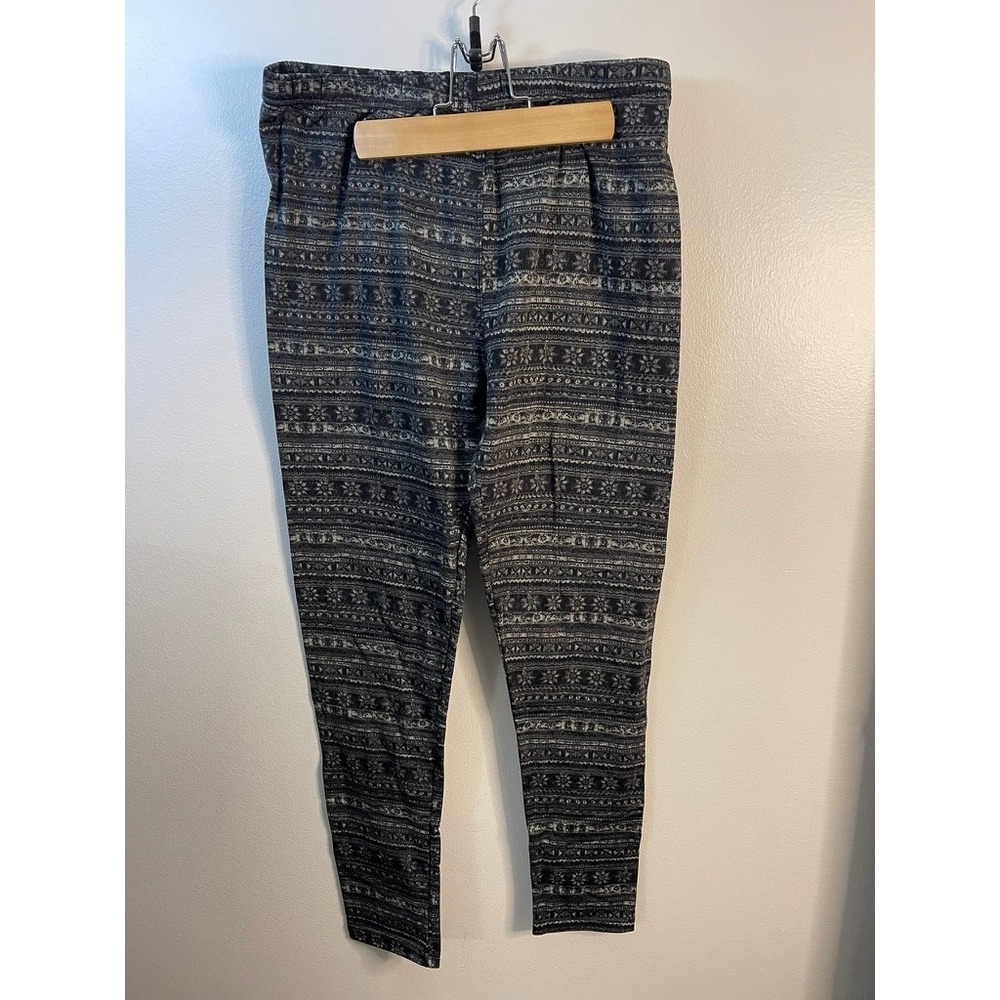 Shosho Womens Plus Size 1X Fair Isle Geometric Print Leggings Black Grey
